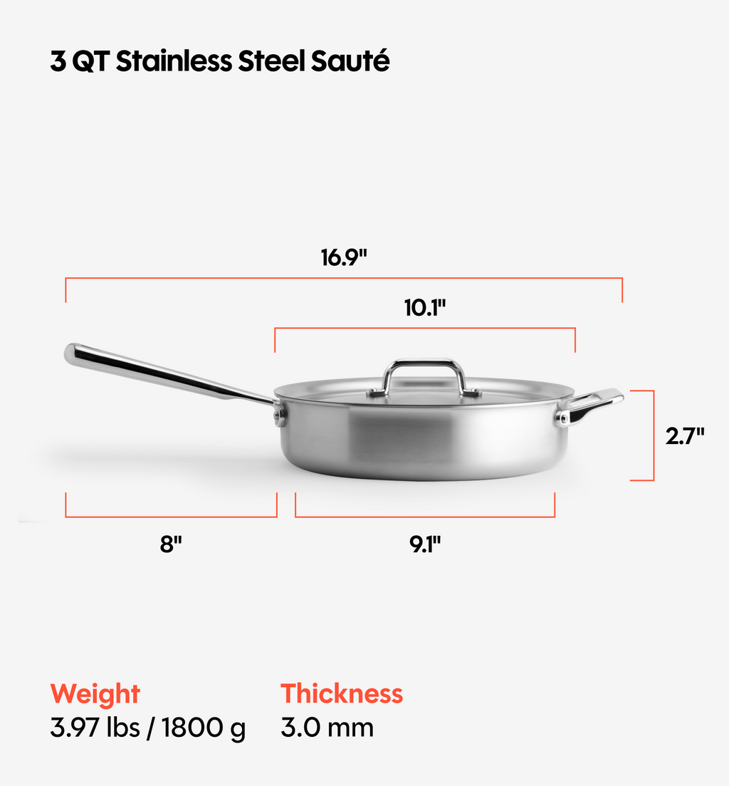3 QT Stainless Steel Sauté Pan